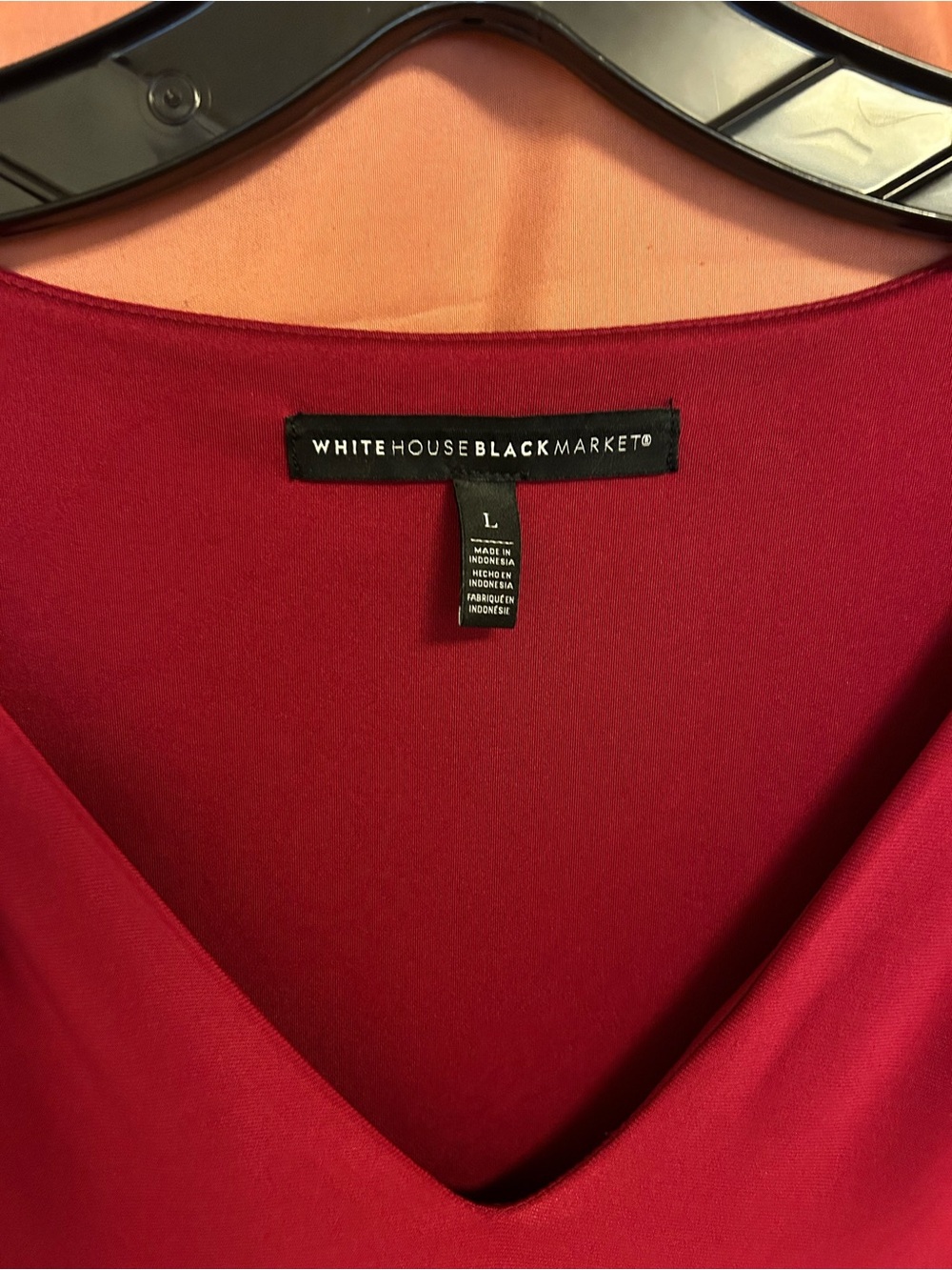 Deep Cranberry Red V-Neck Long Sleeve Top with Shoulder Detail Size: Large - Picture 3 of 8